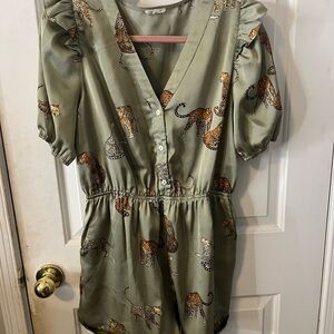 JODIFL Olive Green Romper with Subtle Texture